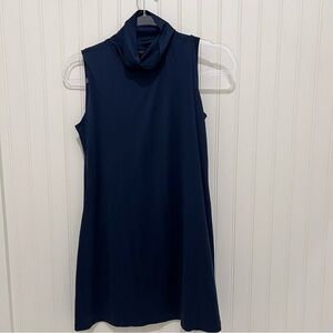 A’nue Ligne Navy Sleeveless Turtleneck Top